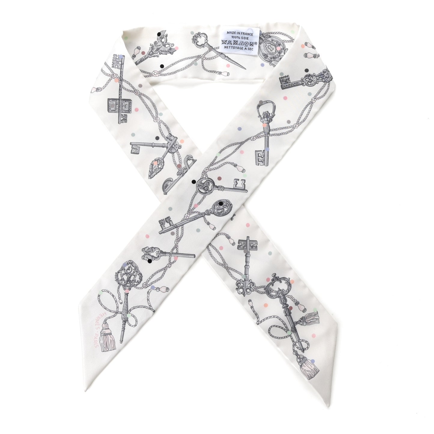Silk Les Cles A Pois Twilly White Gris Acier