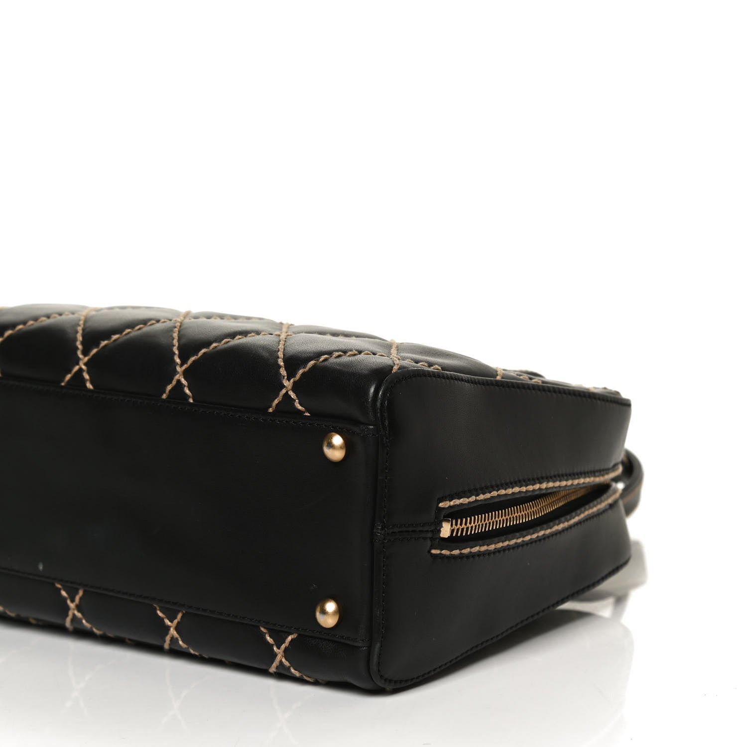 Chanel Calfskin Contrast Stitch Surpique Bowler Black 9 of 10