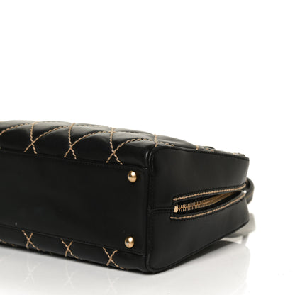 Chanel Calfskin Contrast Stitch Surpique Bowler Black 9 of 10