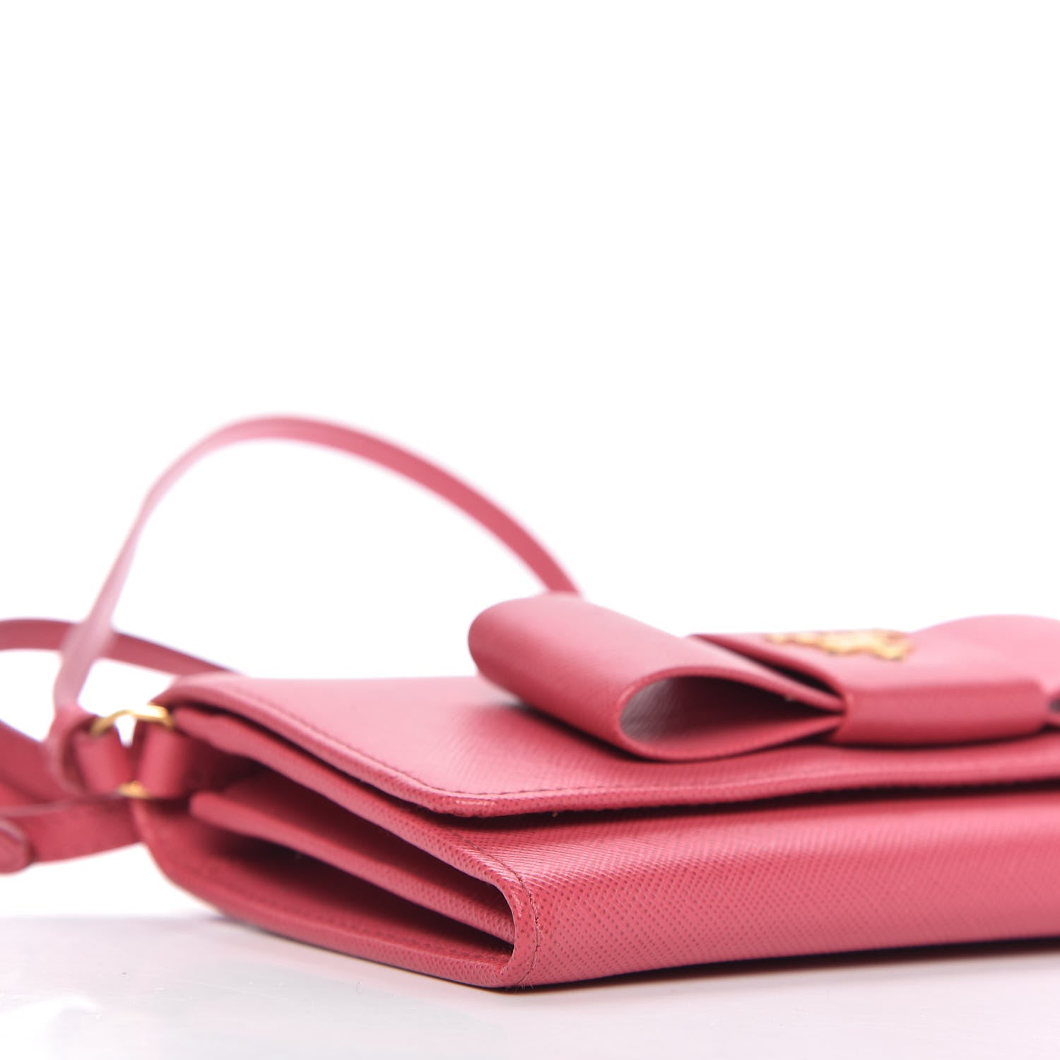 Prada Saffiano Fiocco Bow Flap Wallet Peonia 6 of 10