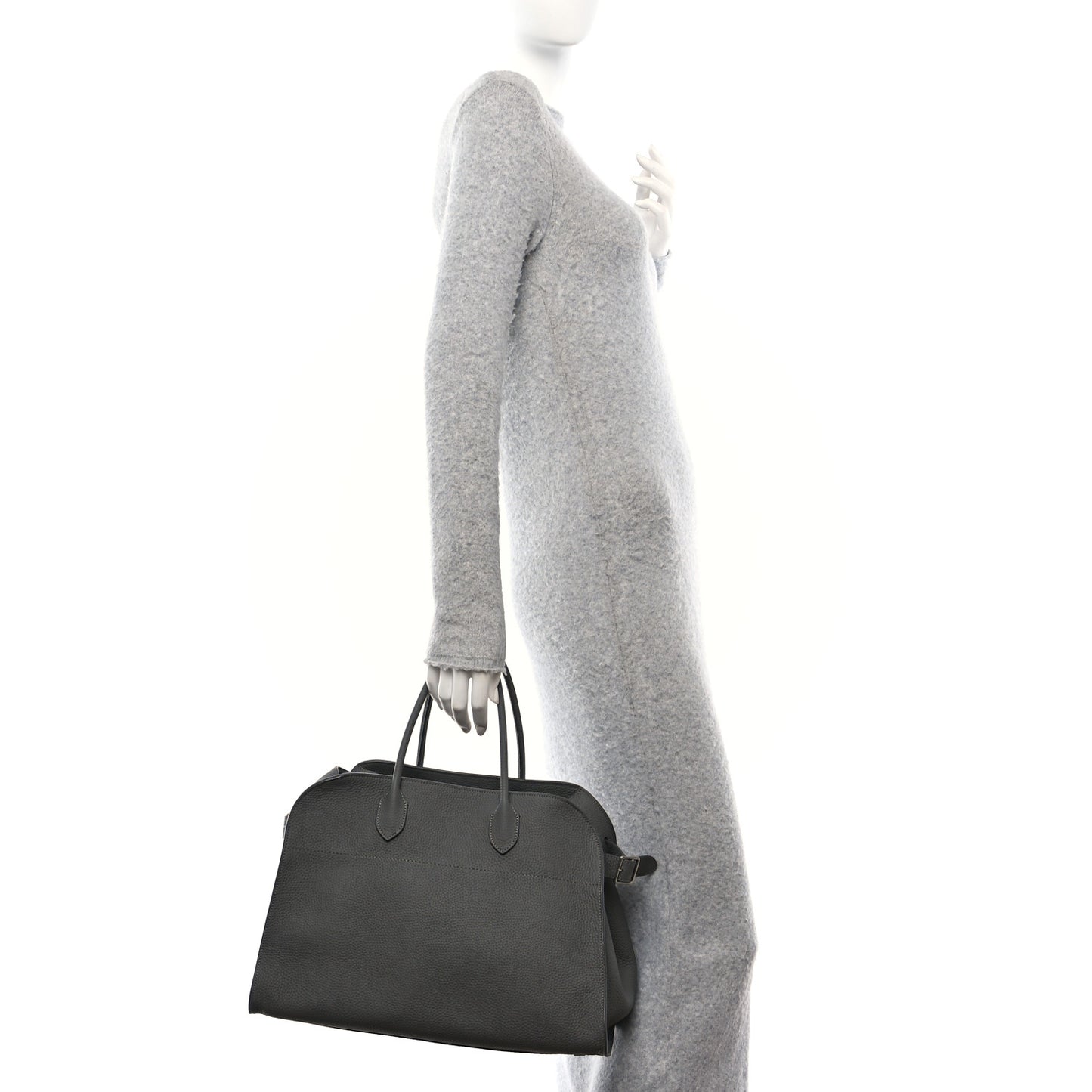 Matte Grained Calfskin Soft Margaux 15 Grey
