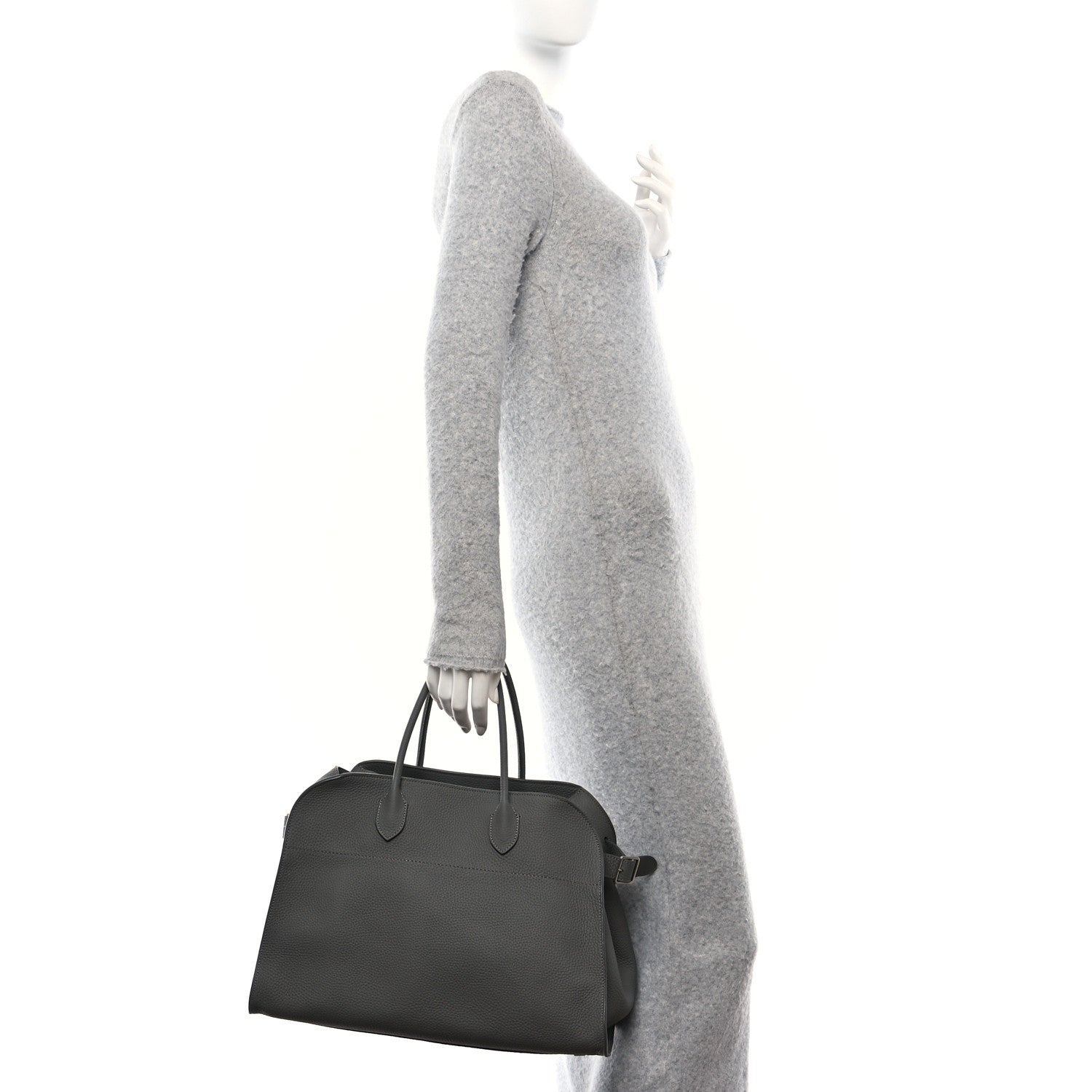 The Row Matte Grained Calfskin Soft Margaux 15 Grey 2 of 9