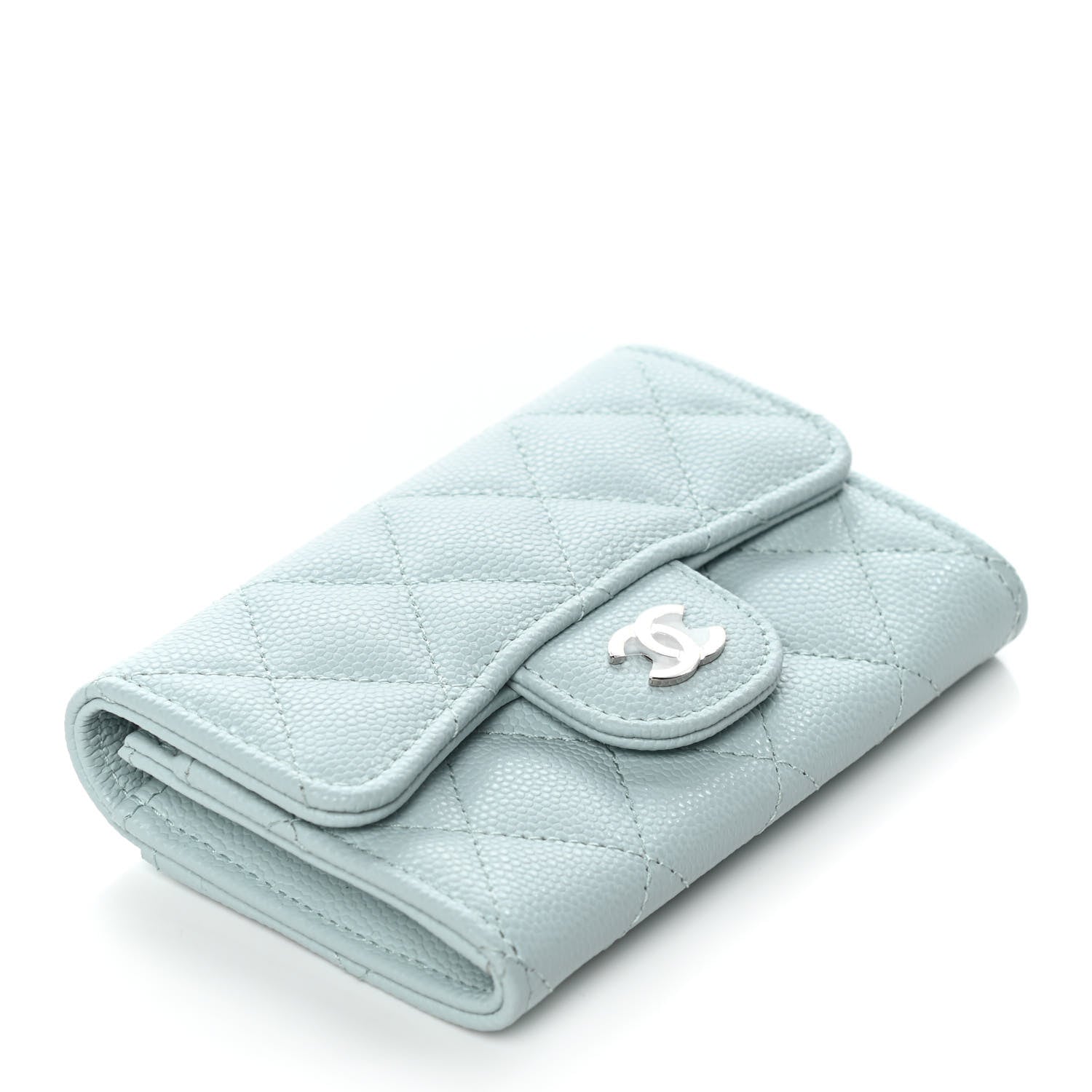 Chanel Caviar Quilted Flap Card Holder Wallet Light Blue 4 of 8
