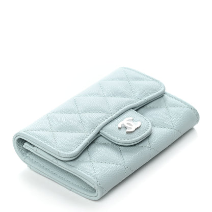Chanel Caviar Quilted Flap Card Holder Wallet Light Blue 4 of 8