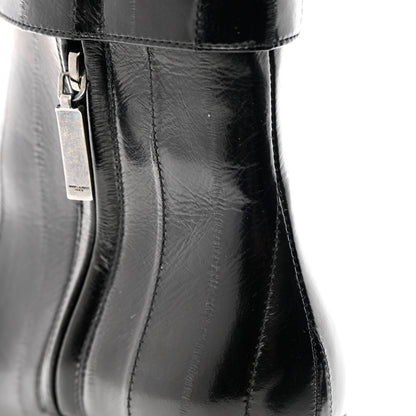 Saint Laurent Shiny Eel Joplin Buckle Booties 37.5 Black 9 of 12