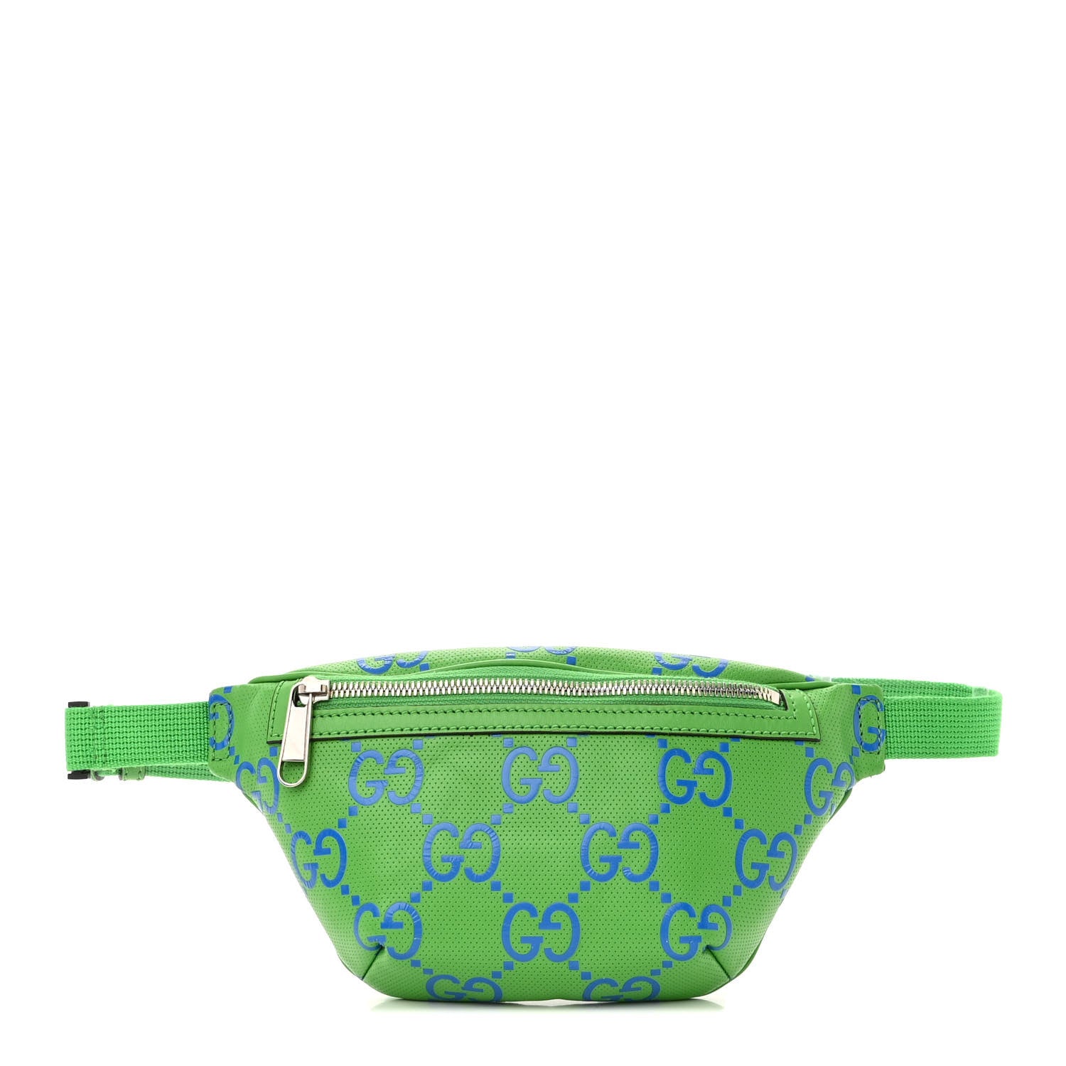 Gucci Calfskin GG Tennis Bi-Color Embossed Belt Bag Joy Green Joy Blue 1 of 11