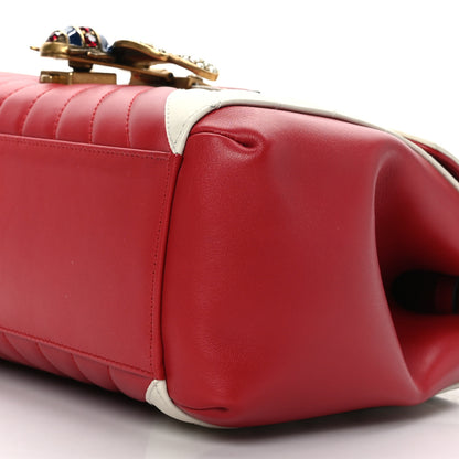 Gucci Calfskin Bamboo Trapuntata Queen Margaret Top Handle Bag Mystic White Hibiscus Red 9 of 9