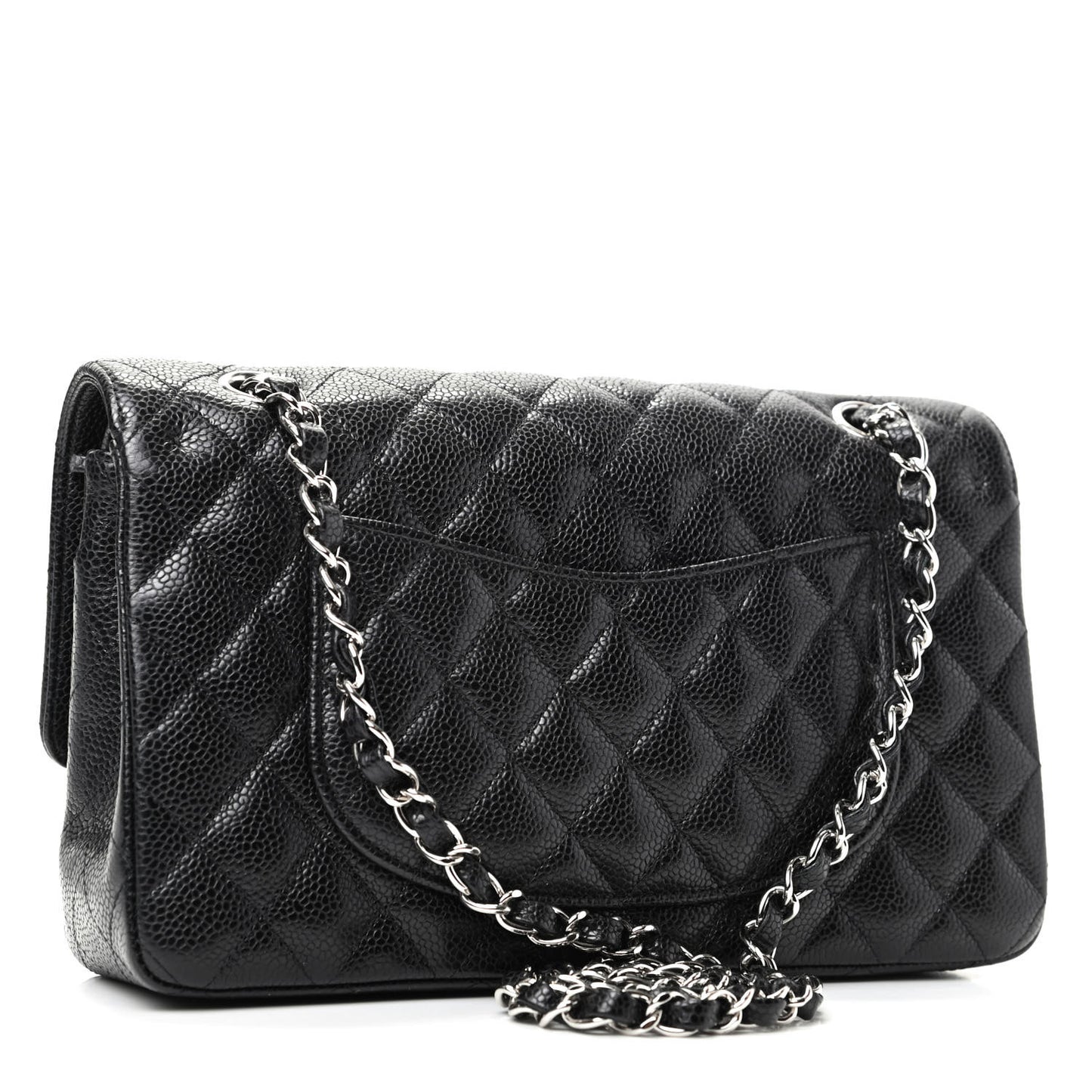 Caviar Quilted Medium Double Flap Black