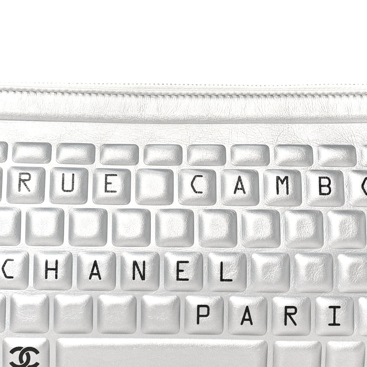 Metallic Calfskin Keyboard Pouch Silver