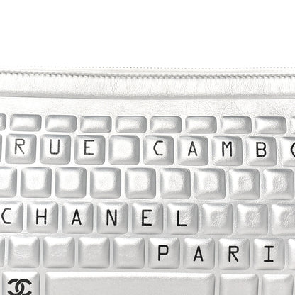 Chanel Metallic Calfskin Keyboard Pouch Silver 8 of 8