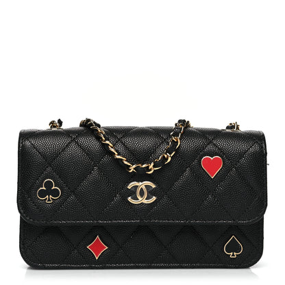 Chanel Caviar Quilted Enamel Coco Casino Flap Phone Holder With Chain Black 1 of 12