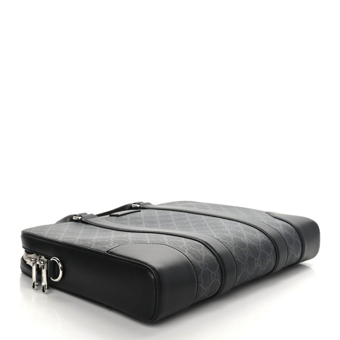 GG Supreme Monogram Appia Calfskin Web Briefcase Black