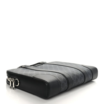 Gucci GG Supreme Monogram Appia Calfskin Web Briefcase Black 5 of 10