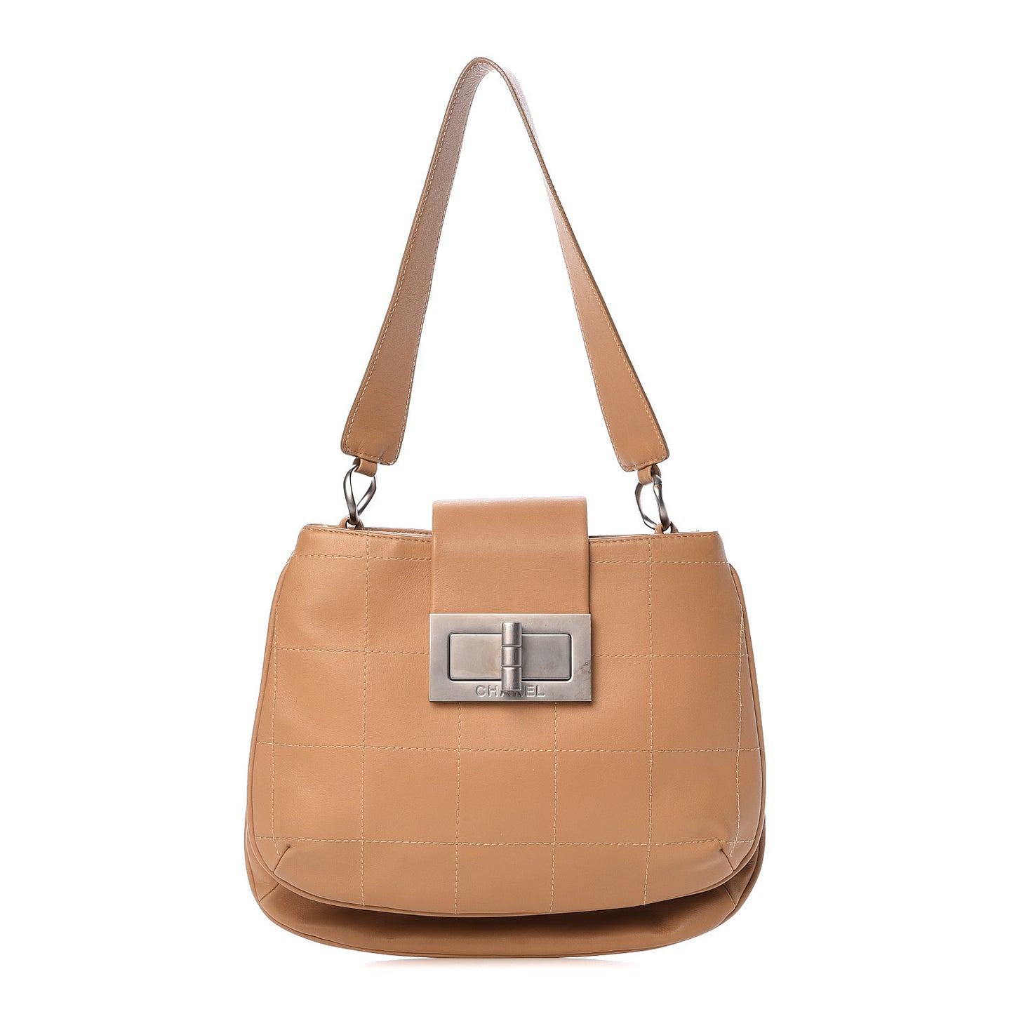 Calfskin Square Stitched Mademoiselle Hobo Tan