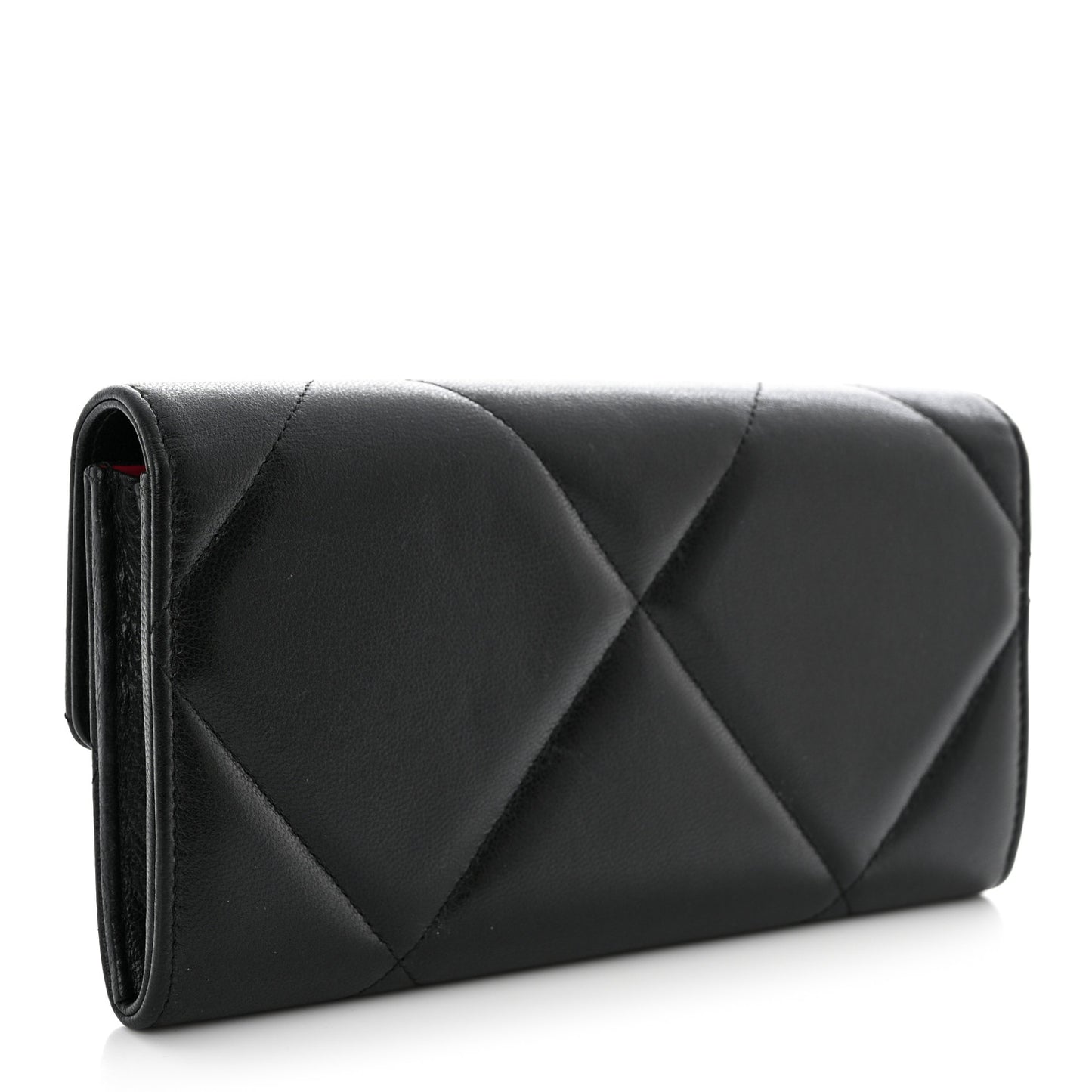 Lambskin Quilted Chanel 19 Flap Wallet Black