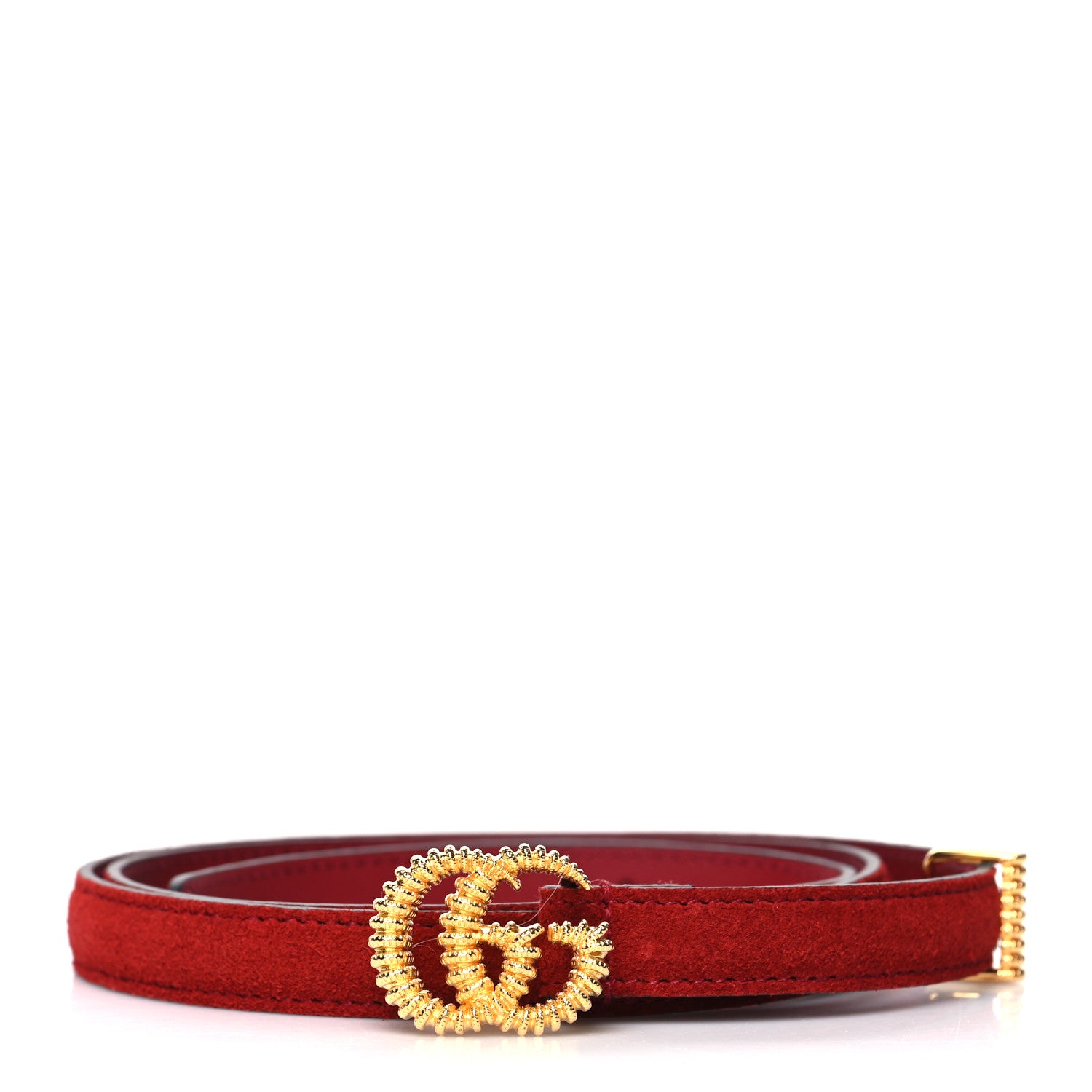 Gucci Suede Calfskin Torchon Double G 15mm Belt 75 30 Red 1 of 5