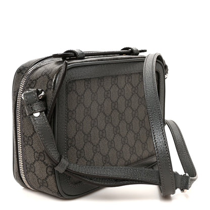 Gucci GG Supreme Monogram Textured Dollar Calfskin Small Ophidia Top Handle Shoulder Bag  Grey Black Graphite Grey 3 of 11