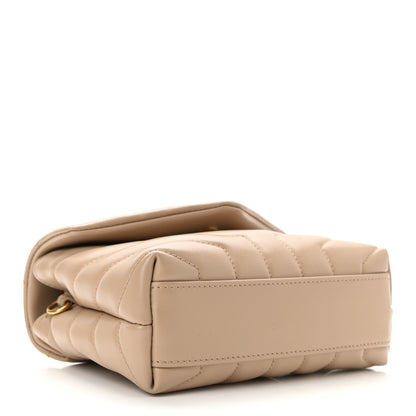 Saint Laurent Calfskin Y Quilted Monogram Toy Loulou Crossbody Bag Dark Beige 3 of 10