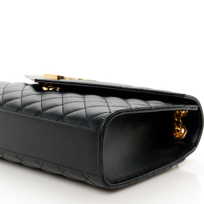 Saint Laurent Grain De Poudre Textured Mixed Matelasse Triquilt Medium Monogram Satchel Black 10 of 10