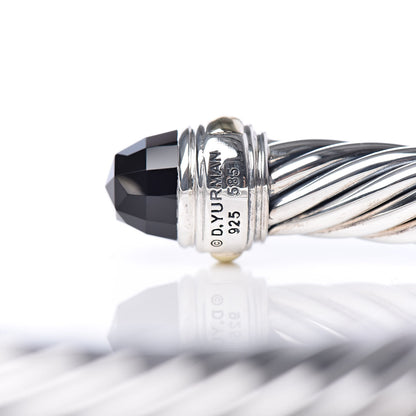 David Yurman Sterling Silver 14K Yellow Gold Black Onyx 7mm Cable Classics Bracelet 5 of 5