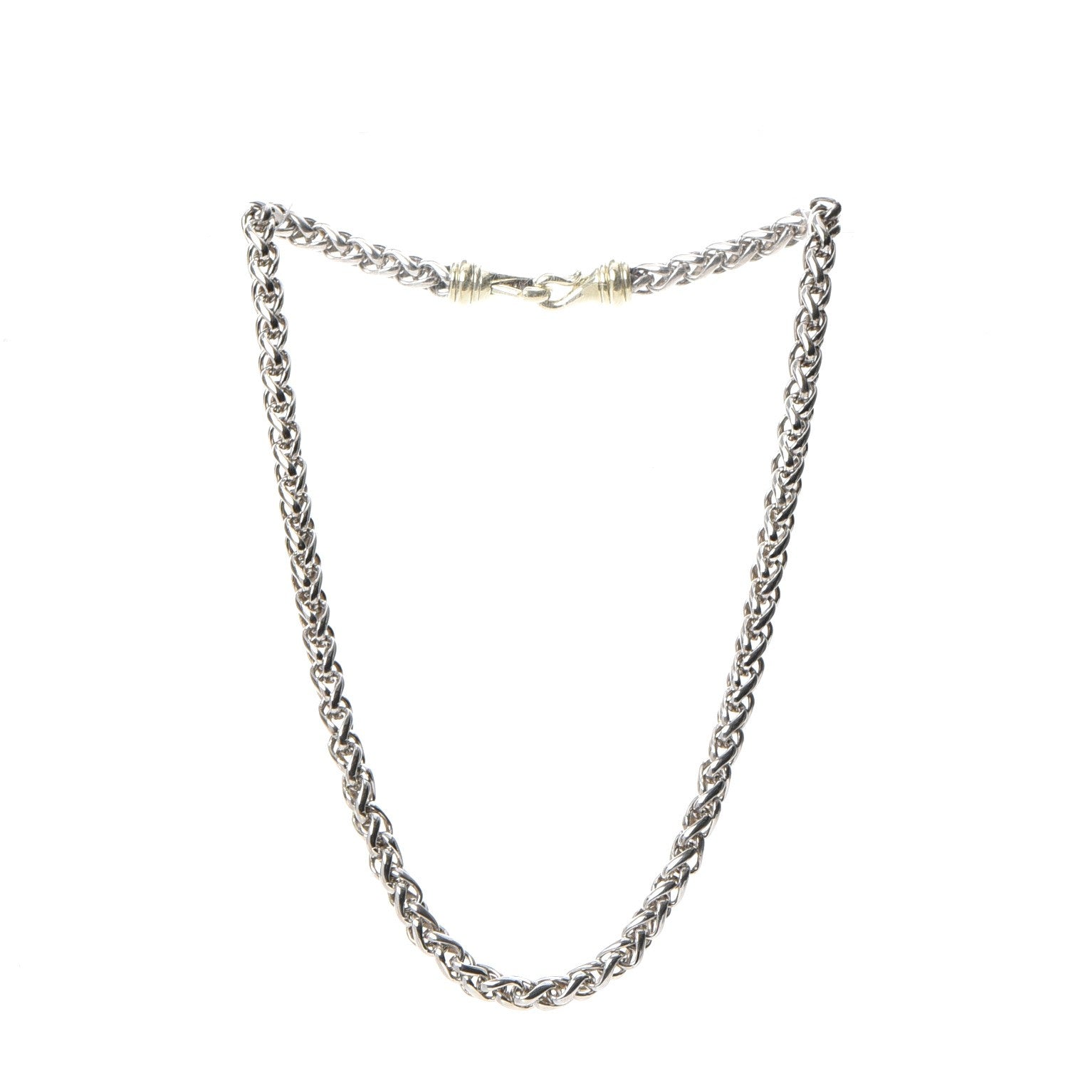 David Yurman Sterling Silver 14K Yellow Gold 6mm Wheat Chain Necklace 3 of 5