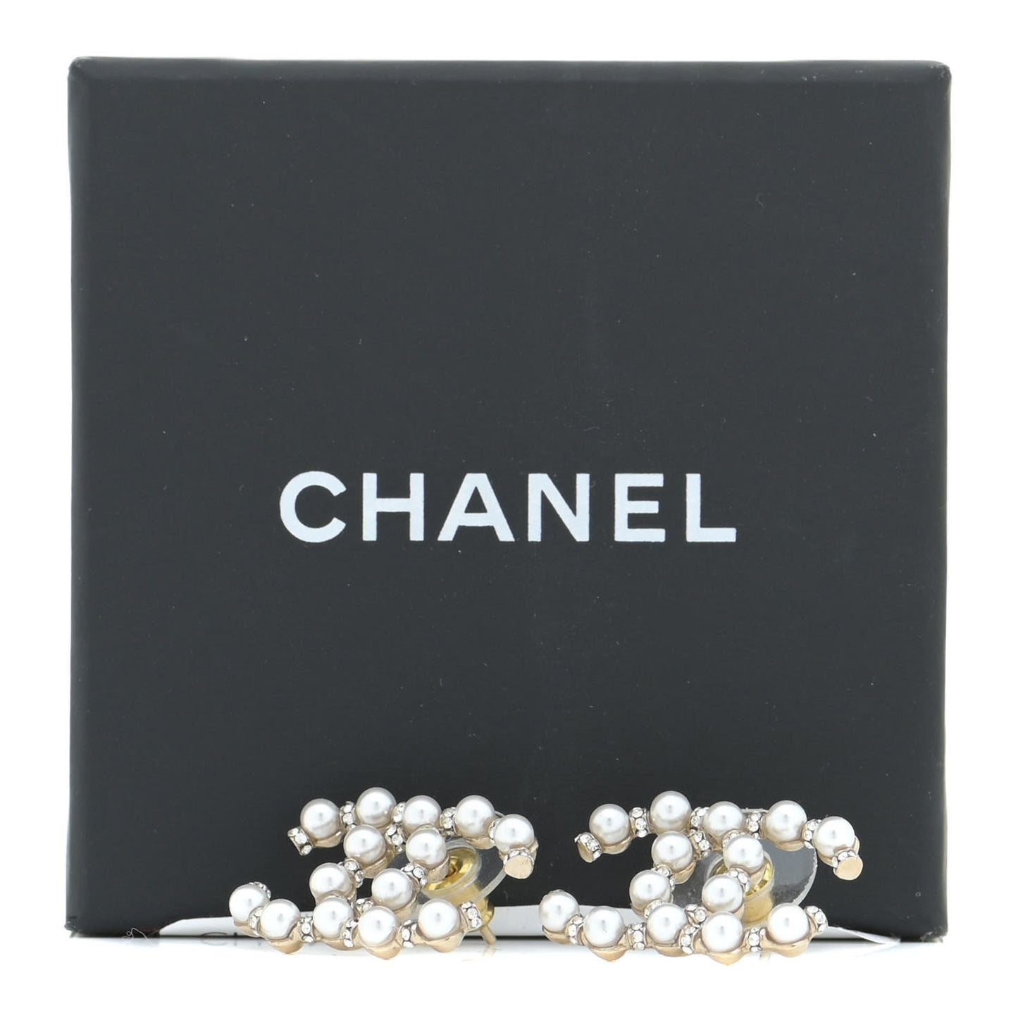 Pearl Crystal Nefertiti CC Earrings Gold