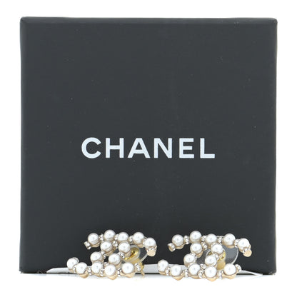 Chanel Pearl Crystal Nefertiti CC Earrings Gold 5 of 5