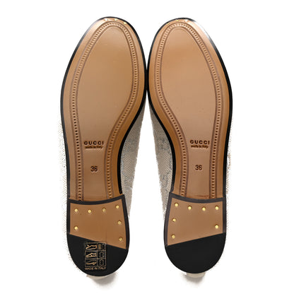 Gucci Canvas GG Monogram Horsebit Womens Jordaan Loafers 36 Gardenia Silver 5 of 12