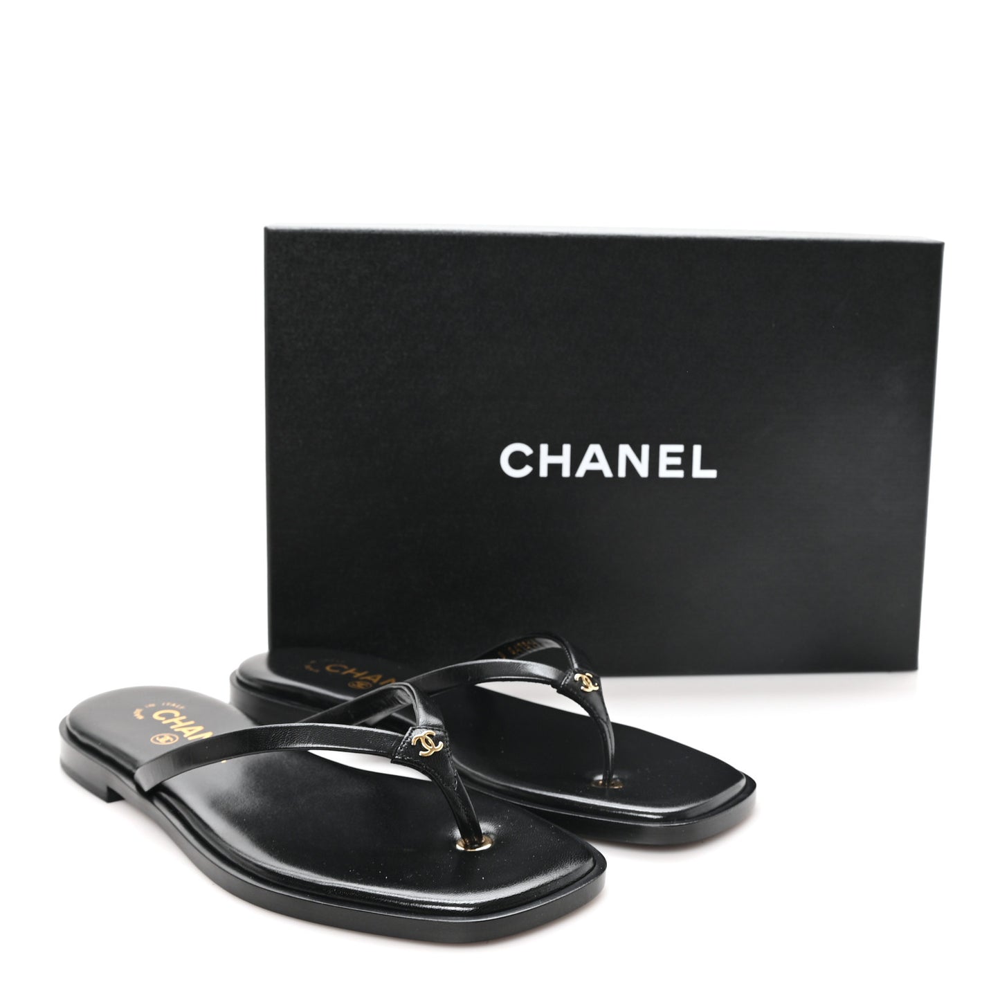 Goatskin CC Times Square Thong Sandals 37 Black