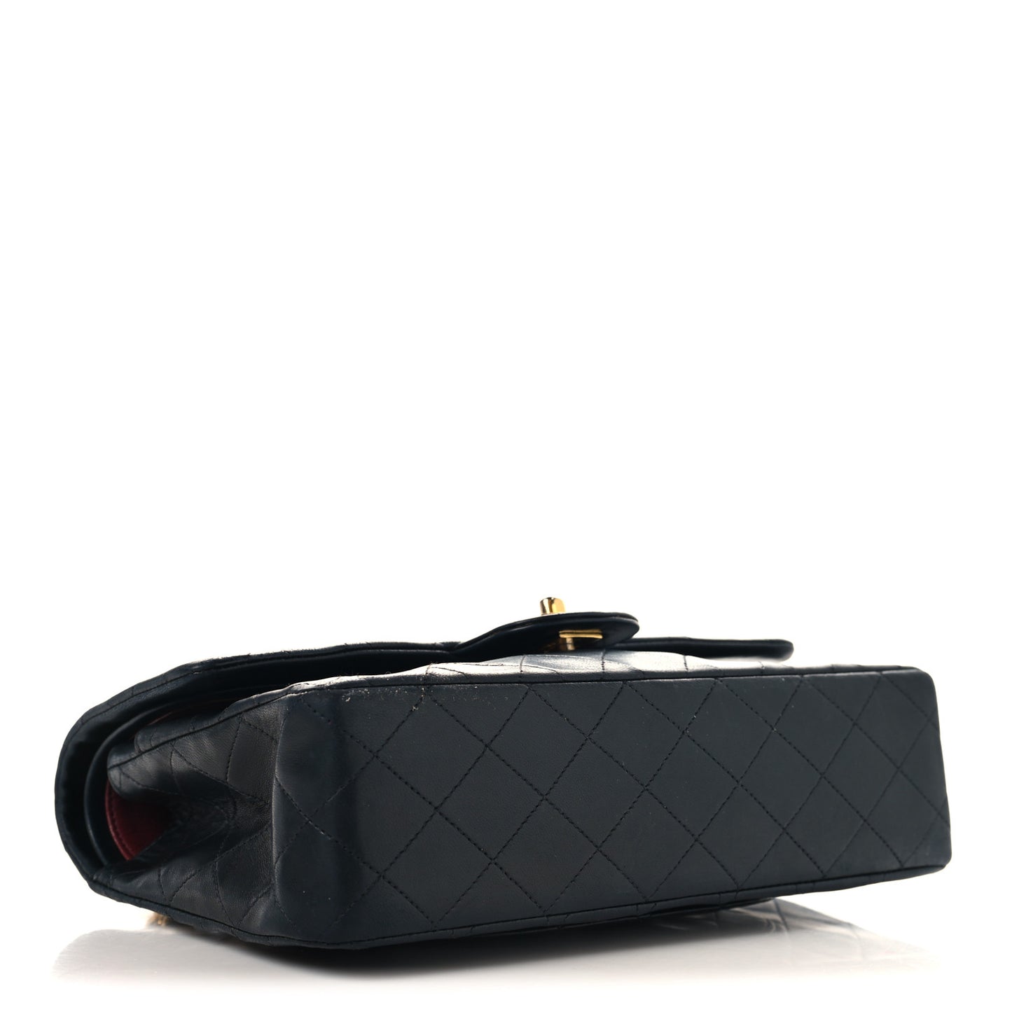 Lambskin Quilted Medium Double Flap Navy