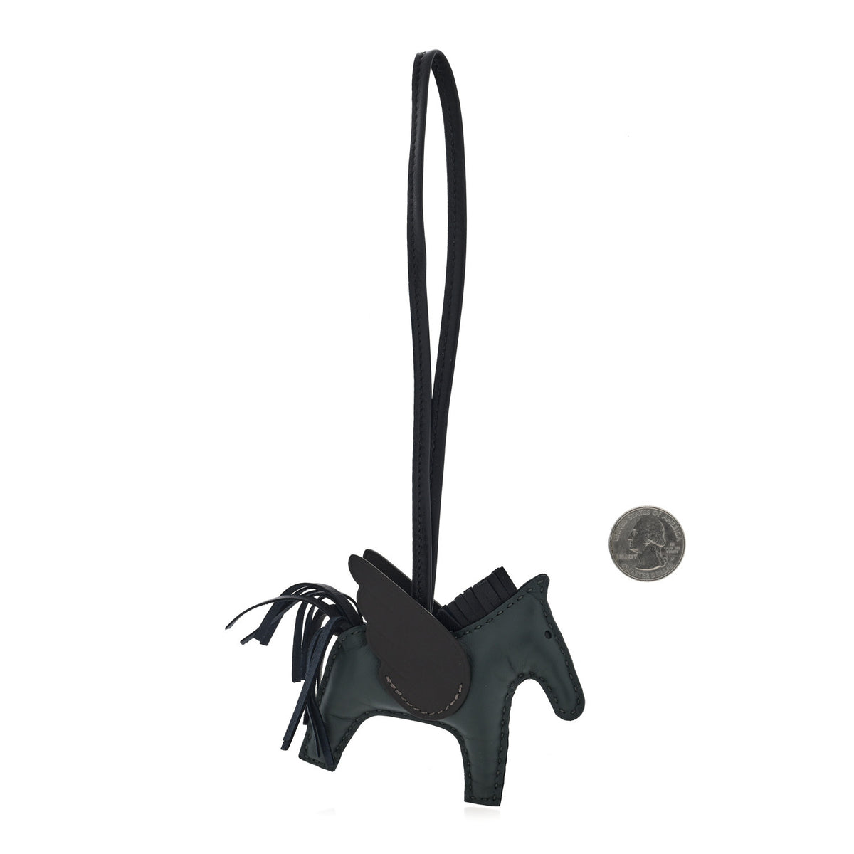 Milo Lambskin Grigri Rodeo Pegase Horse Bag Charm PM Vert Mangrove Black Bai-Brun