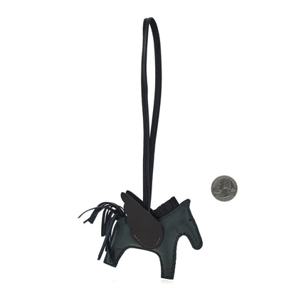 Hermes Milo Lambskin Grigri Rodeo Pegase Horse Bag Charm PM Vert Mangrove Black Bai-Brun 2 of 4