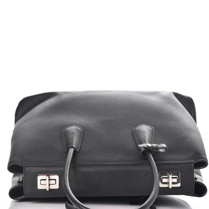 Prada Saffiano Cuir Twin Tote Nero Black 9 of 15