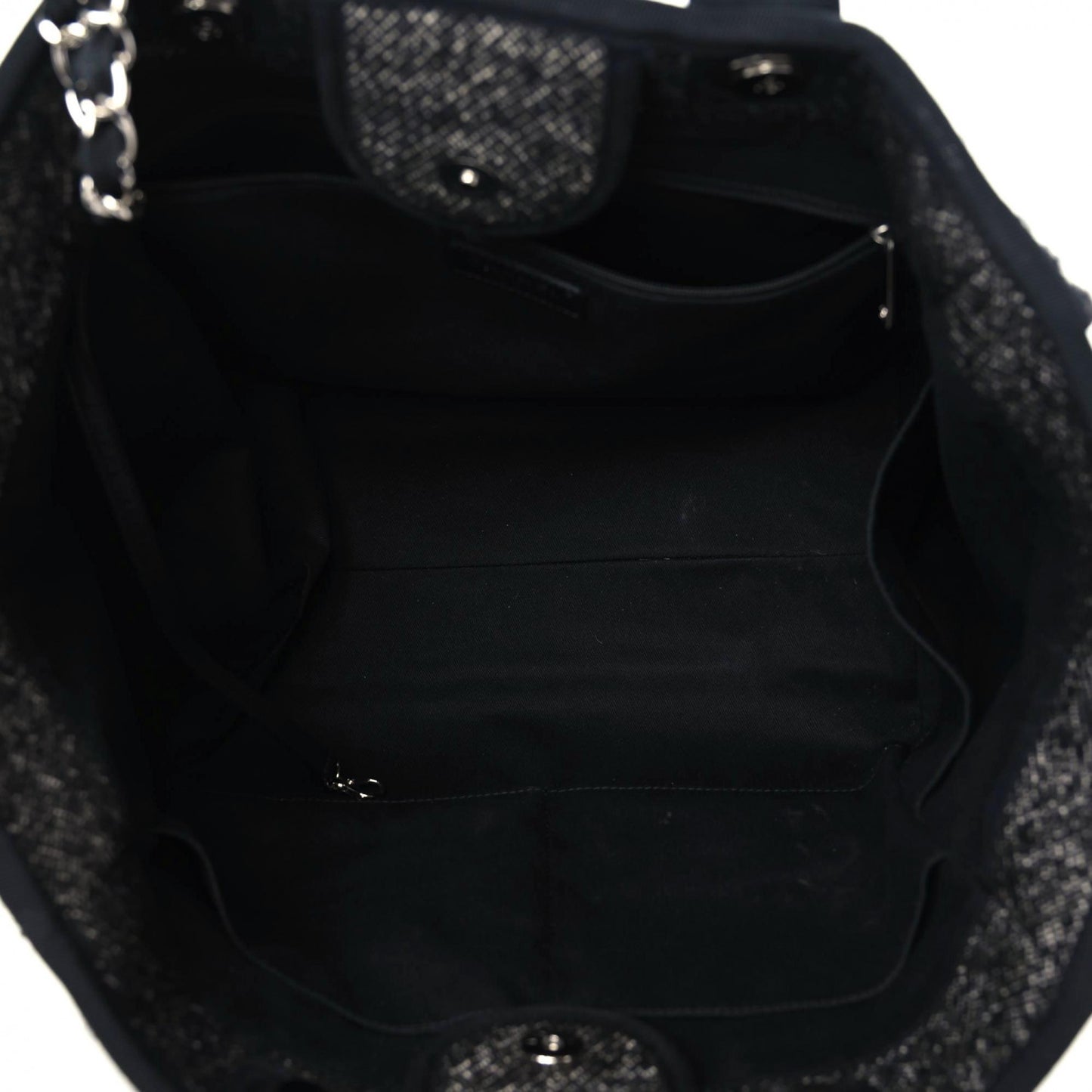 Mixed Fibers Calfskin Medium Deauville Tote Black