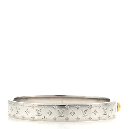 Louis Vuitton Brass Palladium Plated Nanogram Cuff S Silver 3 of 6