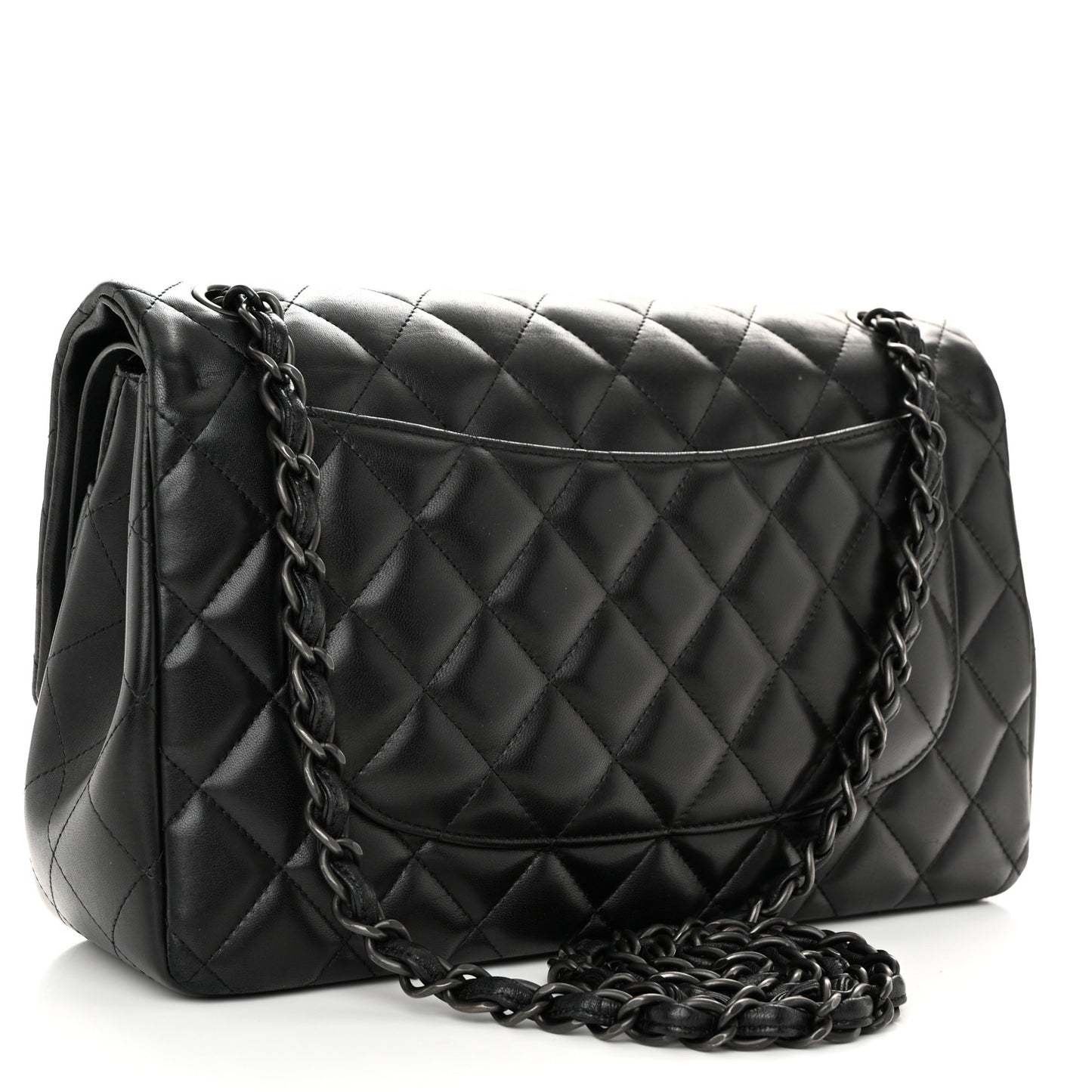 Lambskin Quilted Jumbo Double Flap So Black