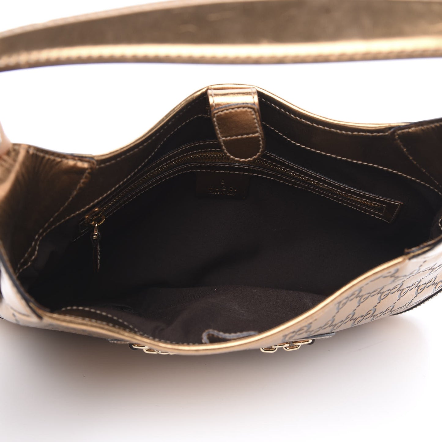 Metallic Guccissima Punch Hobo Bronze