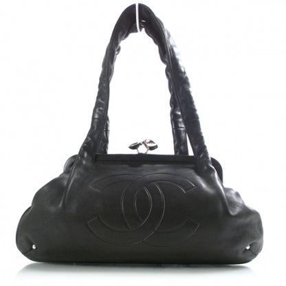 Chanel Lambskin Kiss Lock Frame Bag Black 1 of 10