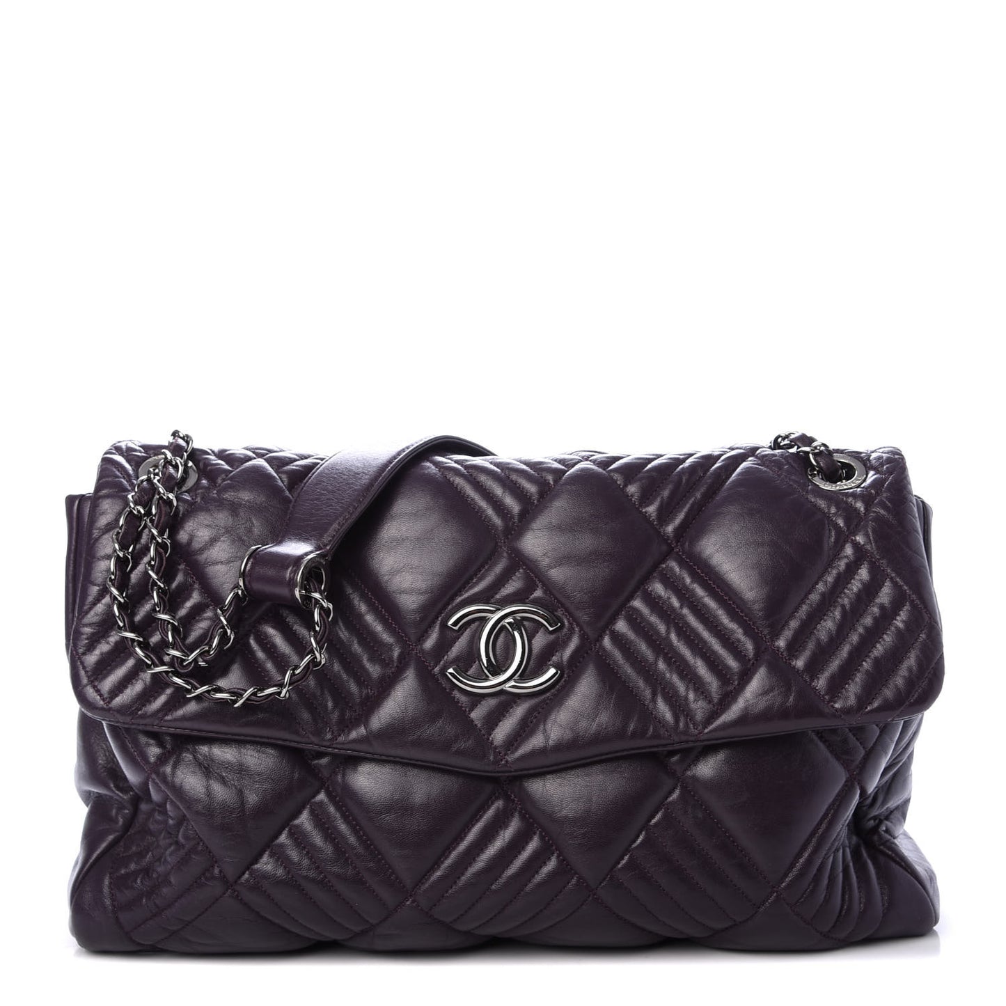Lambskin In and Out XL Maxi Flap Dark Purple