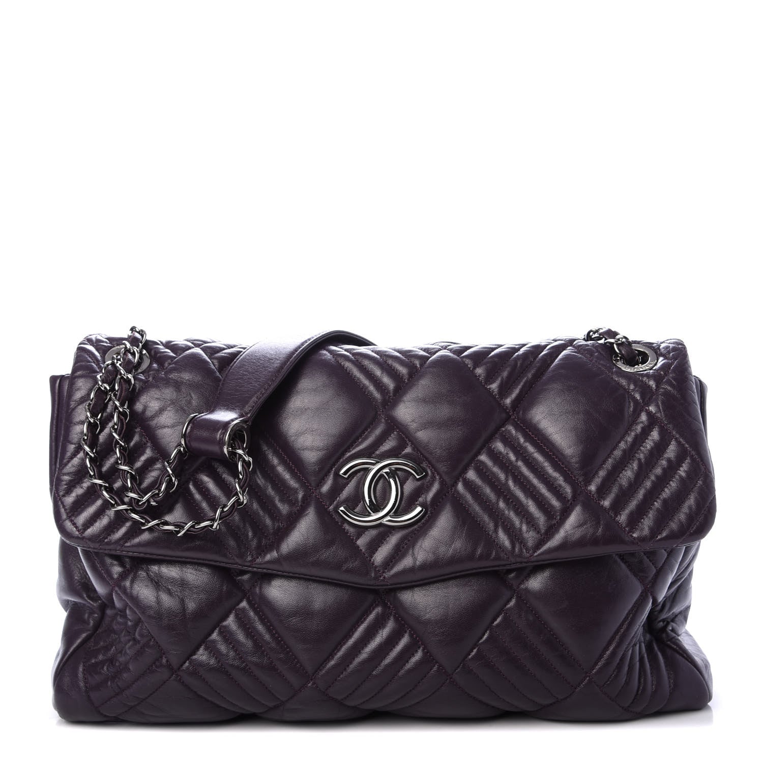 Chanel Lambskin In and Out XL Maxi Flap Dark Purple 1 of 9