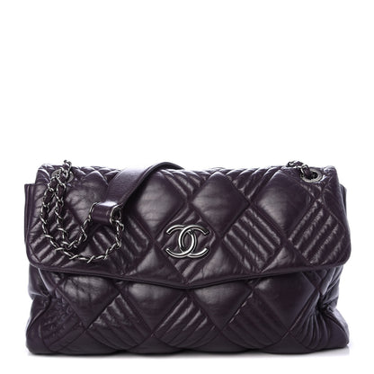 Chanel Lambskin In and Out XL Maxi Flap Dark Purple 1 of 9