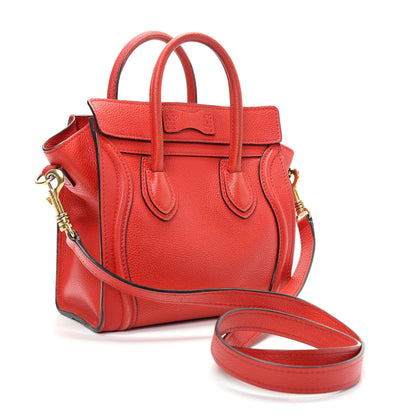 Celine Drummed Calfskin Nano Luggage Coquelicot 3 of 16