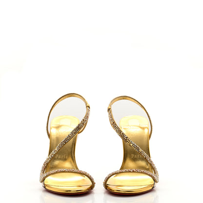 Christian Louboutin Metallic Nappa Embossed Crystal Rosalie 100 Sandals 37.5 Gold 2 of 10