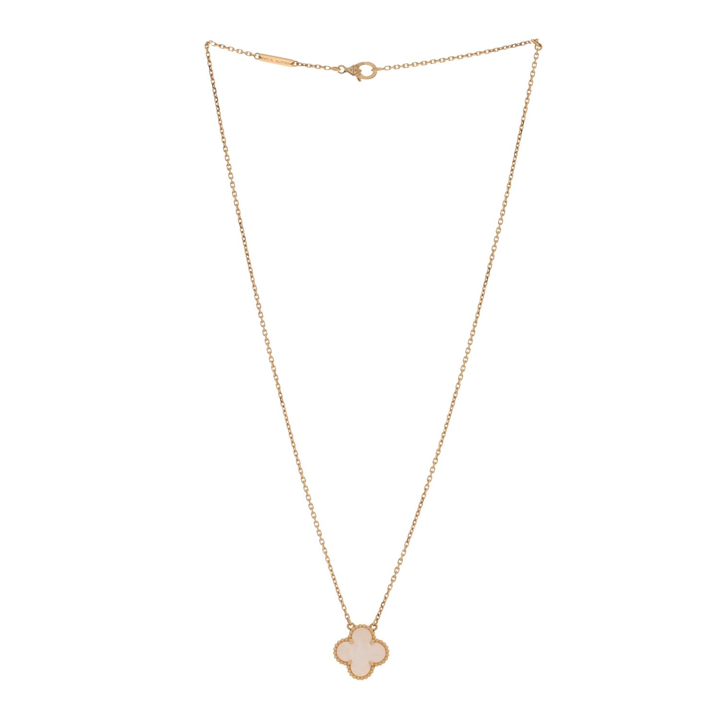 18K Yellow Gold Mother of Pearl Vintage Alhambra Pendant Necklace