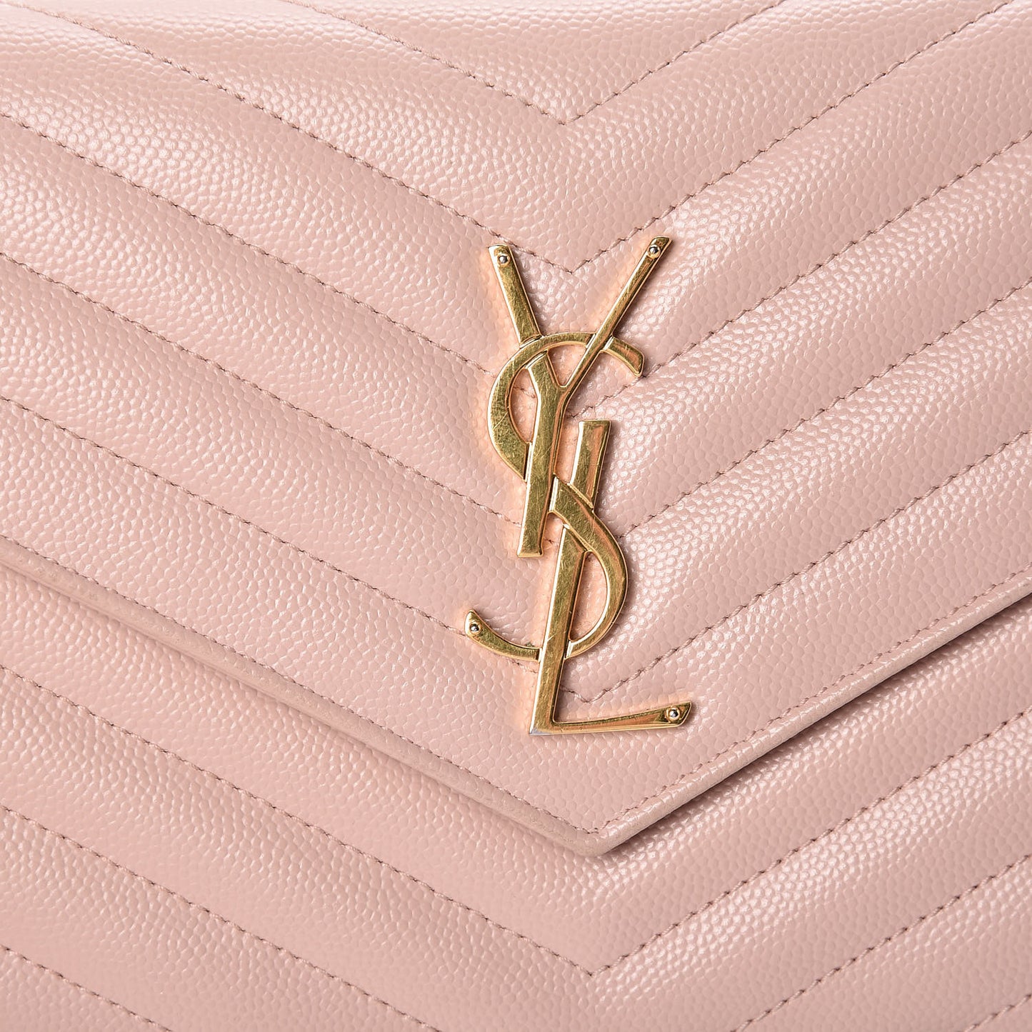 Grain De Poudre Matelasse Chevron Monogram Chain Wallet Pale Pink