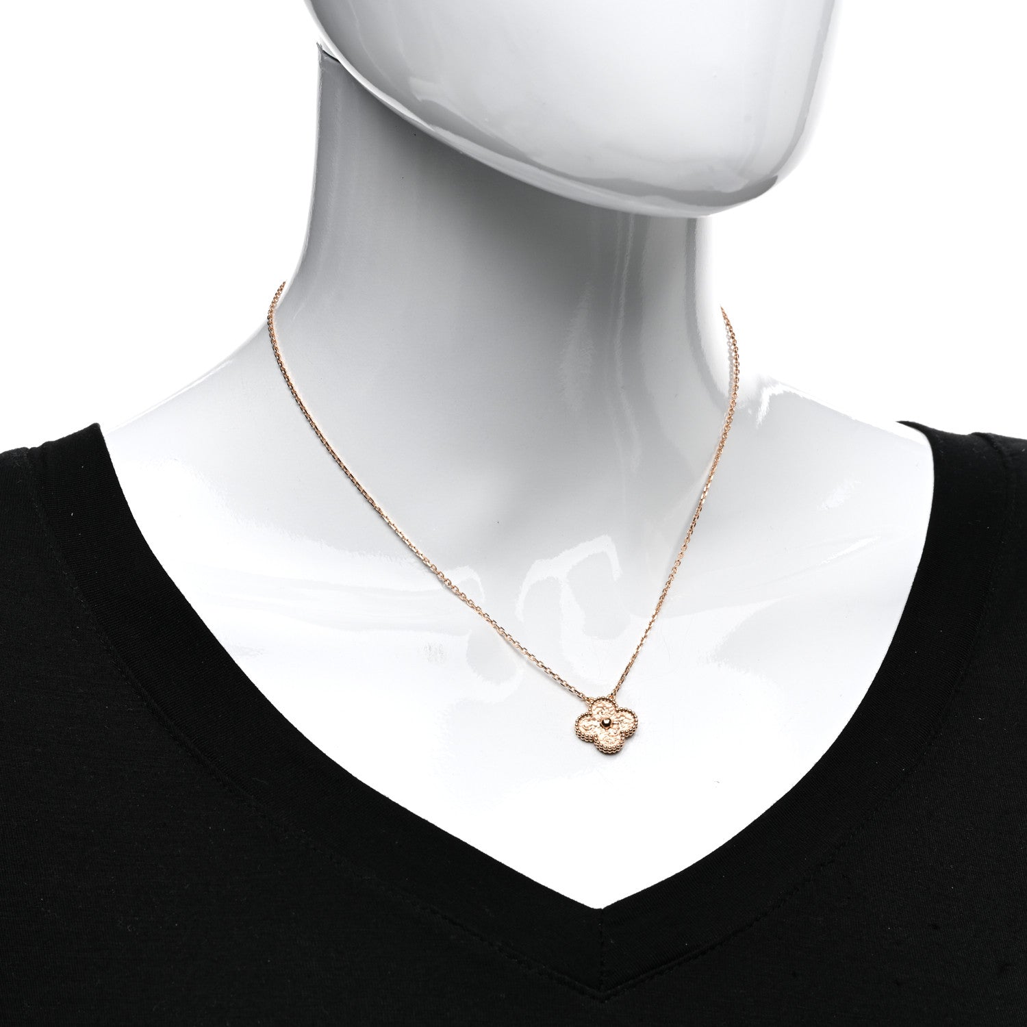 Van Cleef & Arpels 18K Rose Gold Vintage Alhambra Pendant Necklace 2 of 6
