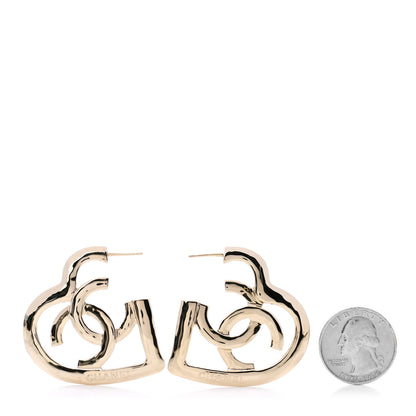 Chanel Metal CC Heart Coco In Love Hoop Earrings Gold 2 of 5