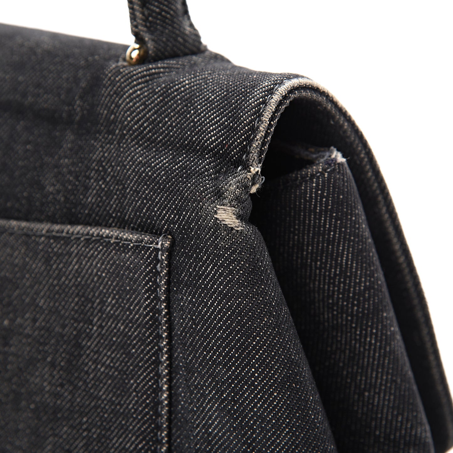 Denim Jumbo Kelly Flap Black