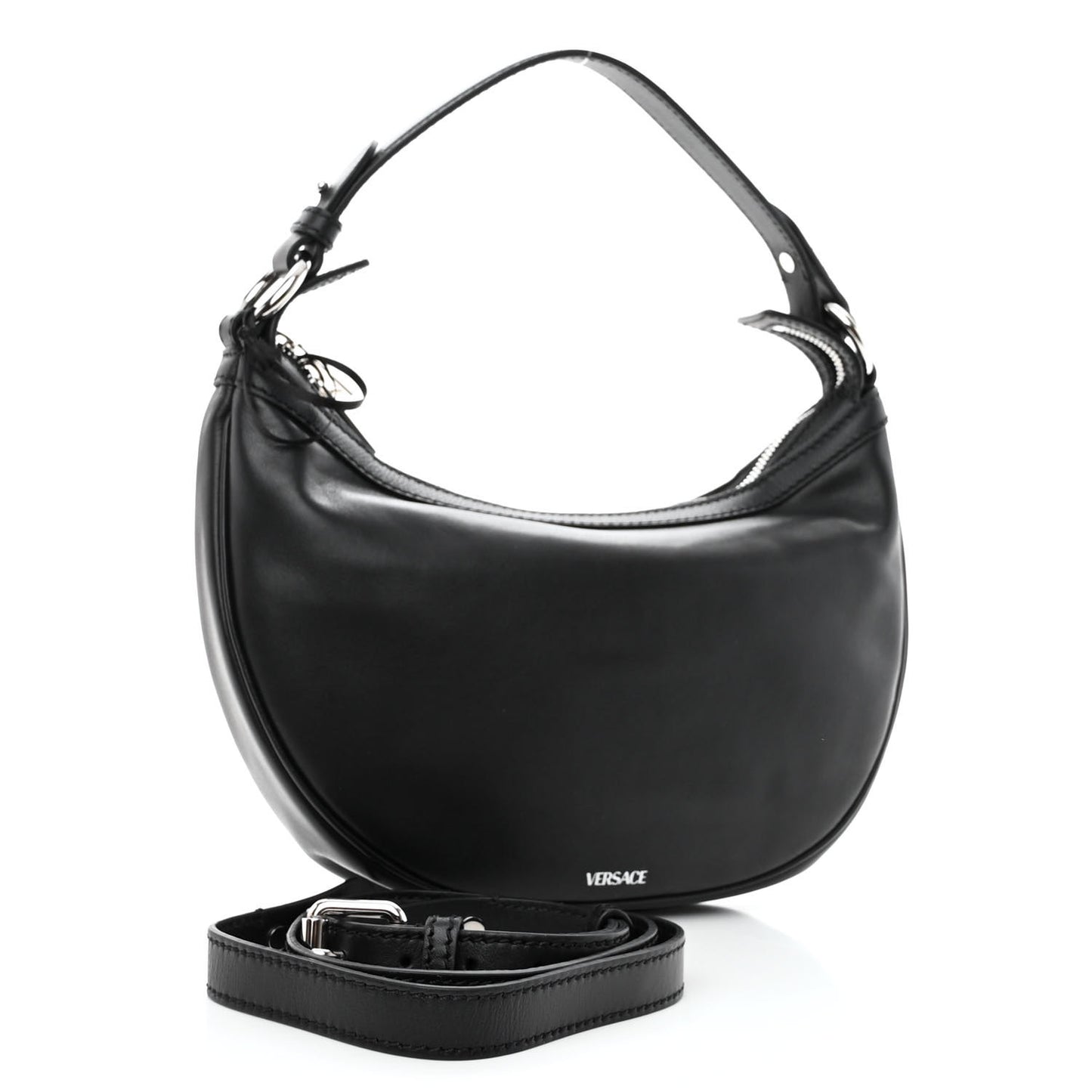 Calfskin Small Repeat Zip Hobo Black