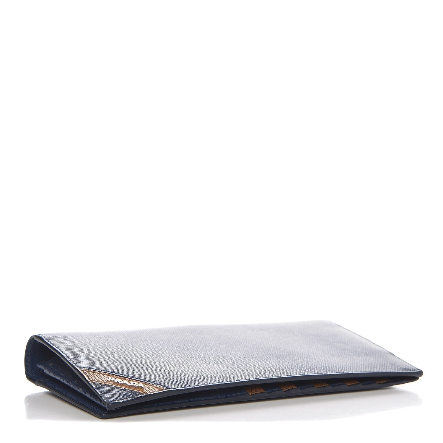 Prada Saffiano Long Wallet Bluette Caramel 4 of 9